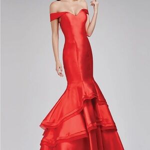 Jovani Strapless Red Evening Dress